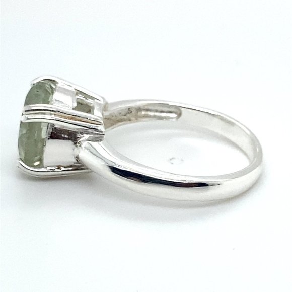 Green Amethyst 3.40ct Platinum Finish Solid 925 Sterling Silver Ring - Picture 6 of 6